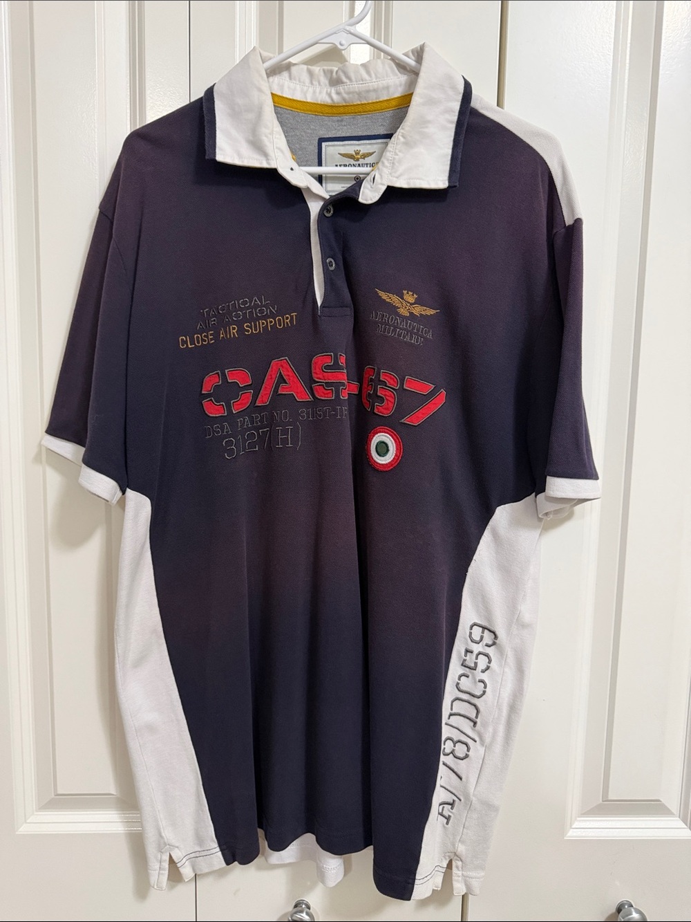 Aeronautica Militare Y2K Military Graphic Polo Shirt XXL
